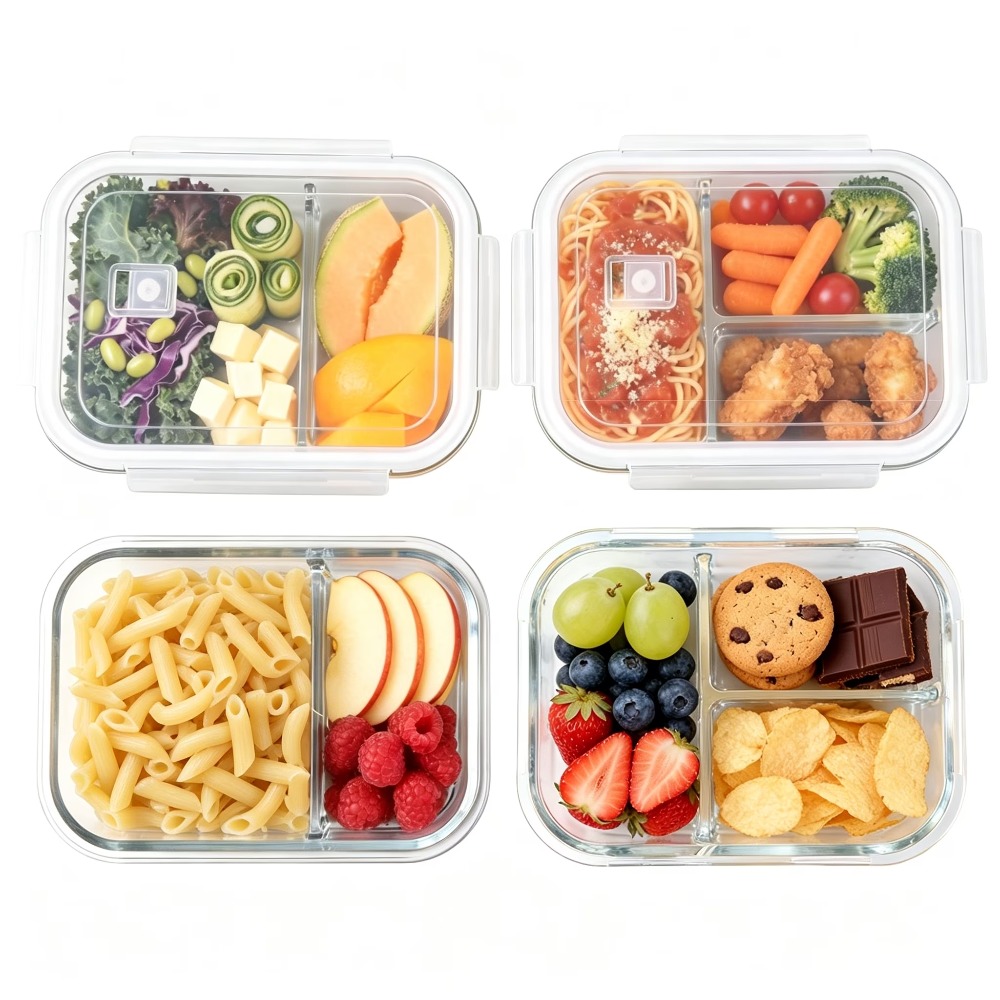 Food Storage Lunch Box - Glass Food Storage Containers with Dividers