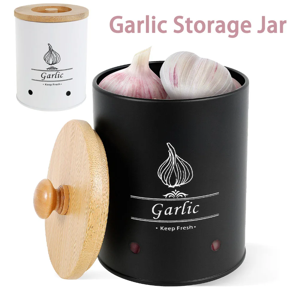 Food Storage Jars With Wooden Lids - Garlic Keeper Storage Jar Versatile Onion