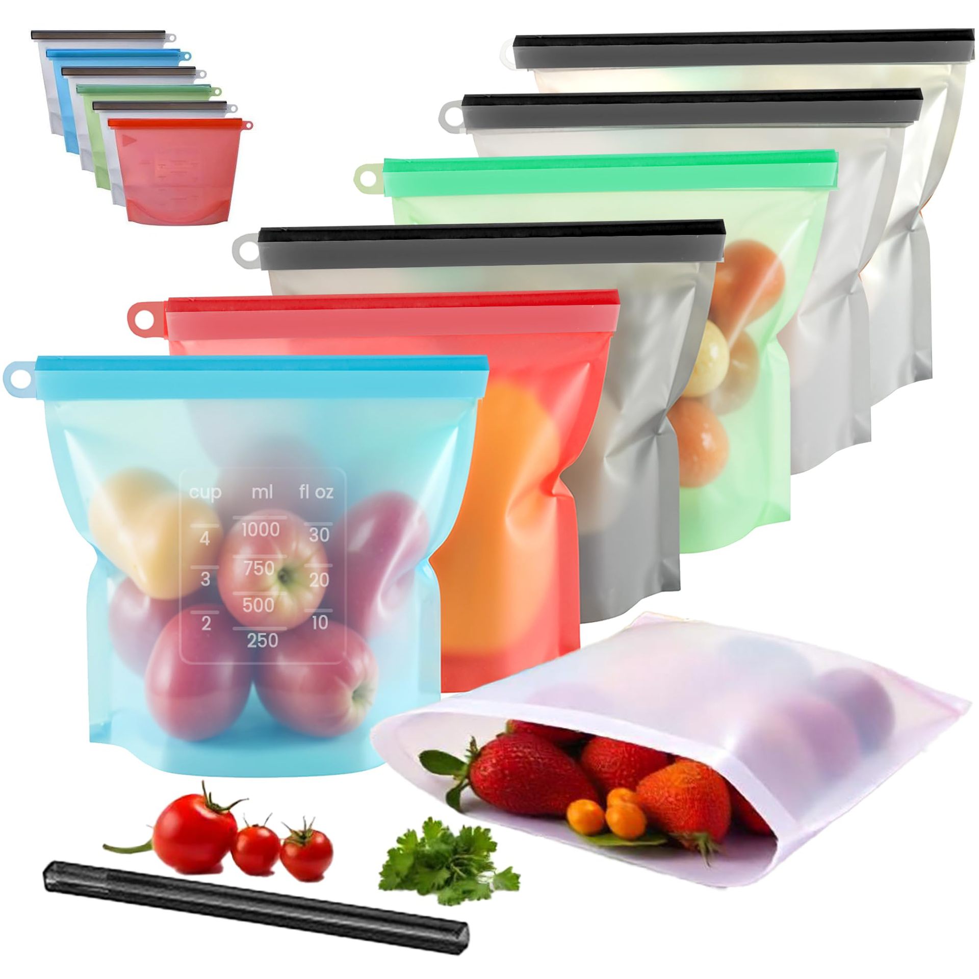 Food Storage Reusable Bags - 5pcs Silicone Food Storage Containers Leakproof