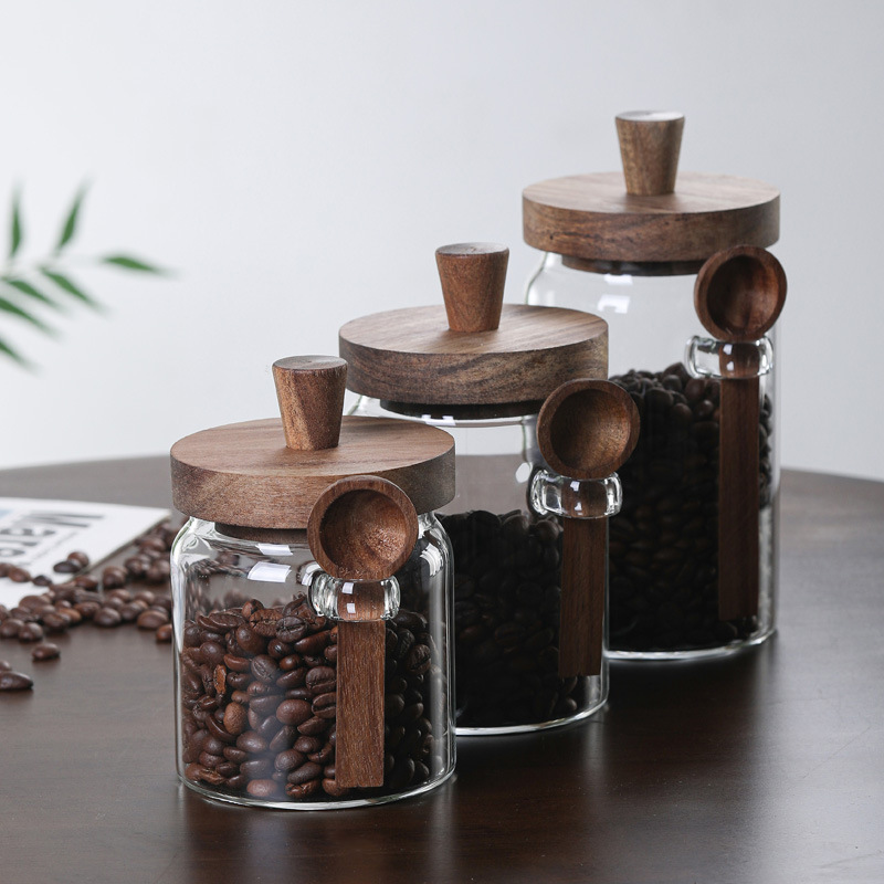 Food Storage Jars With Wooden Lids - Food Storage Containers Grains Container Glass