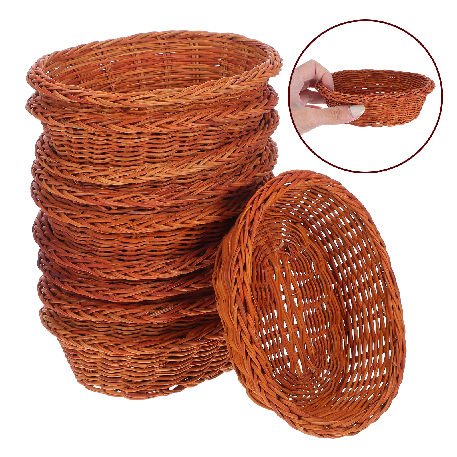 Food Storage Small - 10Pcs Rattan Bread Basket Small Oval