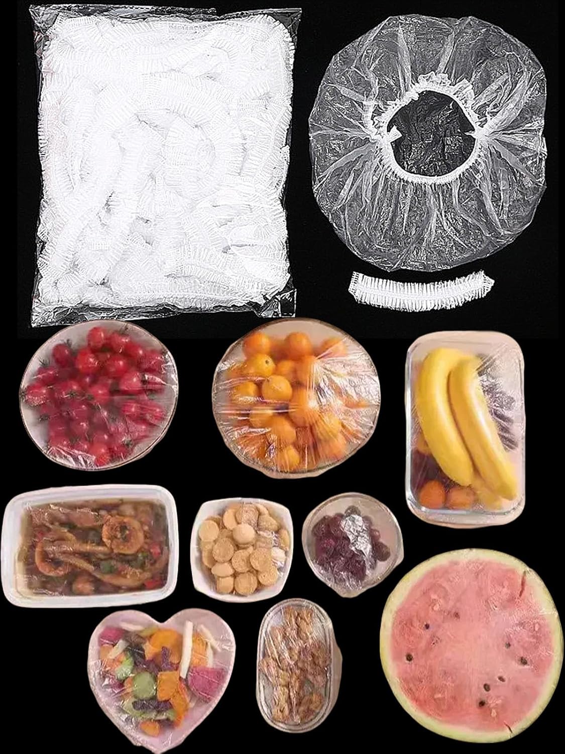 Food Storage Bowls - 300 Pcs Reusable Elastic Food Covers