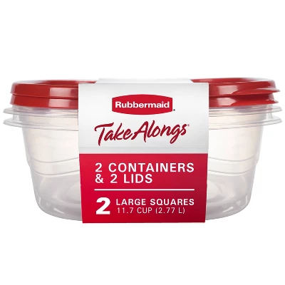 Food Storage Freezer Containers - 11.7 Cup Plastic 2pk Large Square