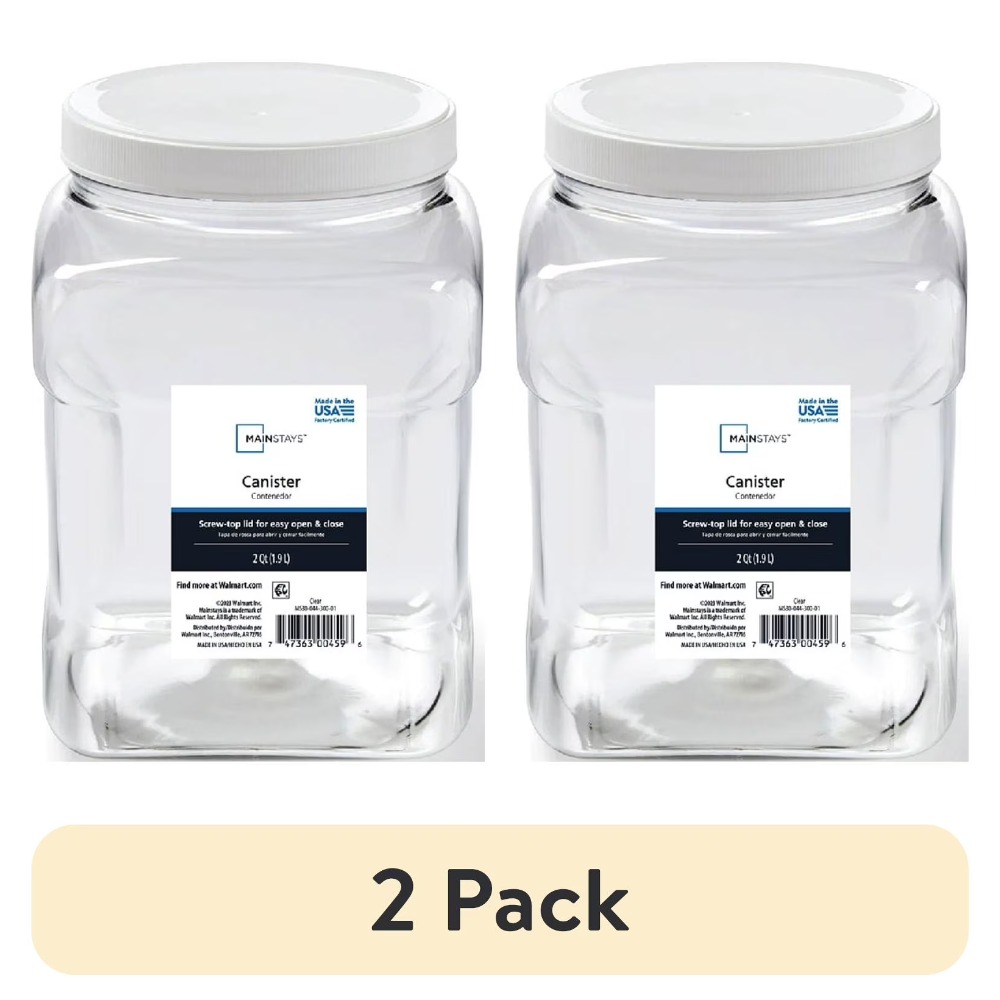 Food Storage Quart Containers - 2-Pack Extra Large 4 Quart Clear