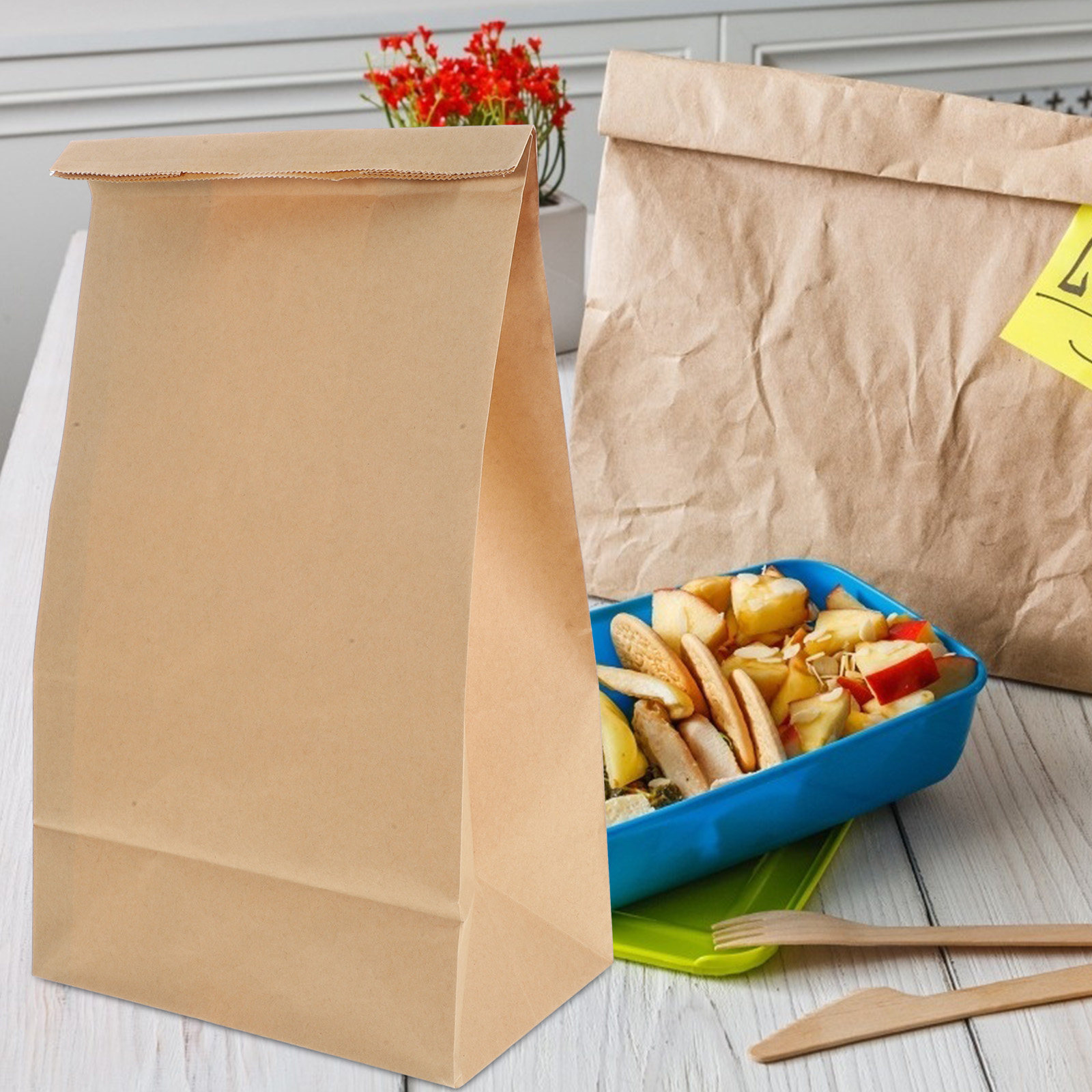 Food Storage Bag - 50Pcs Brown Paper Bakery Bags Heavy