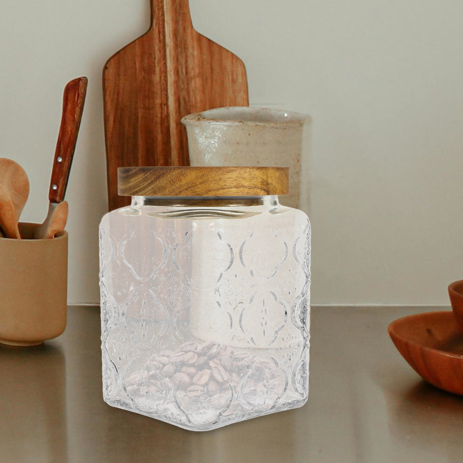 Food Storage Jars With Wooden Lids - Glass Sealed Jar Wood Lid Airtight