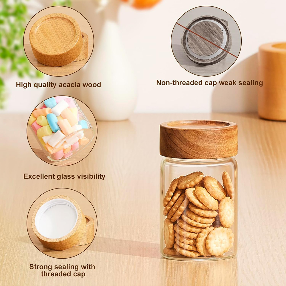 Glass Food Storage Jars with S - Food Storage Jars With Wooden Lids のレビューと価格