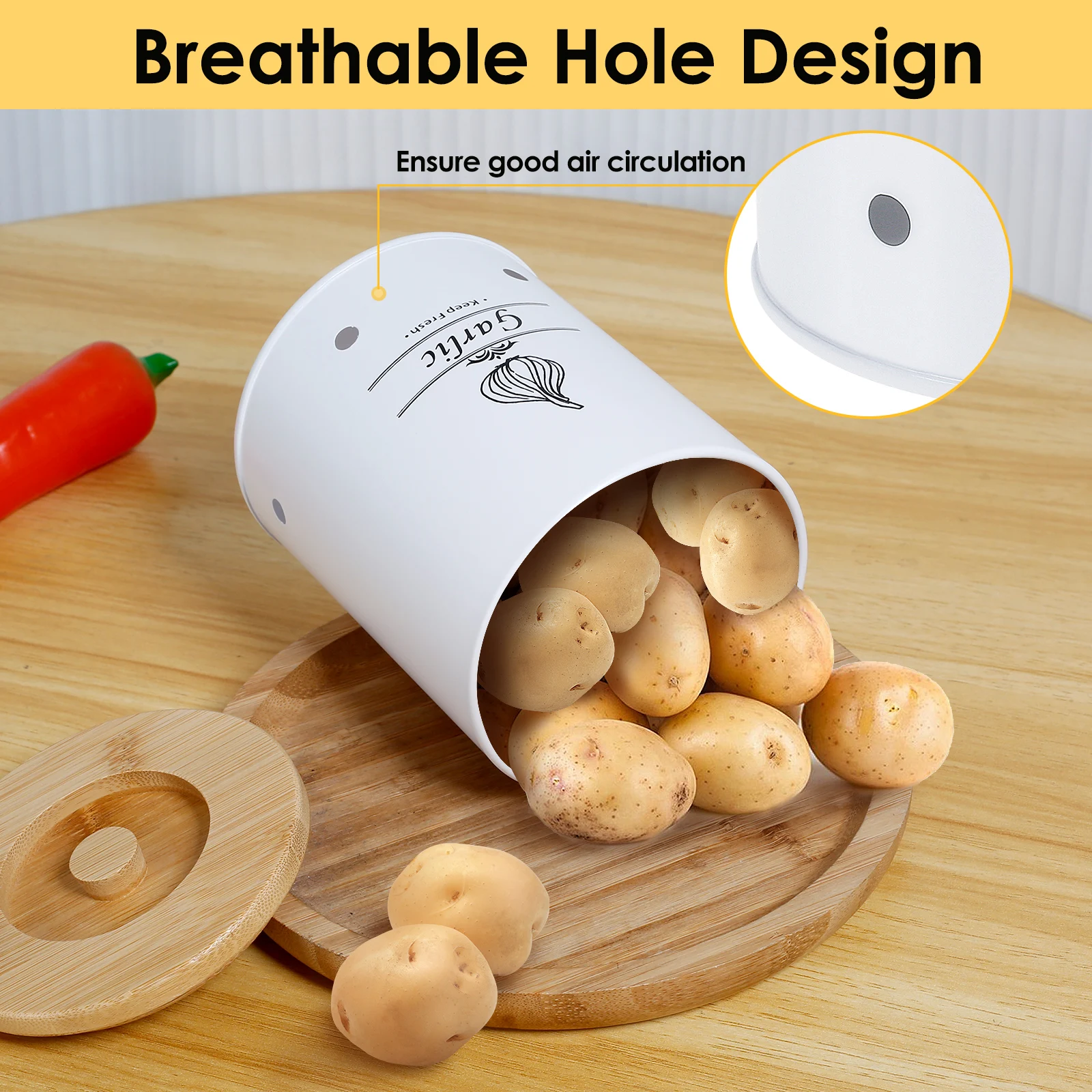 Garlic Keeper Storage Jar Vers - Food Storage Jars With Wooden Lids のレビューと価格