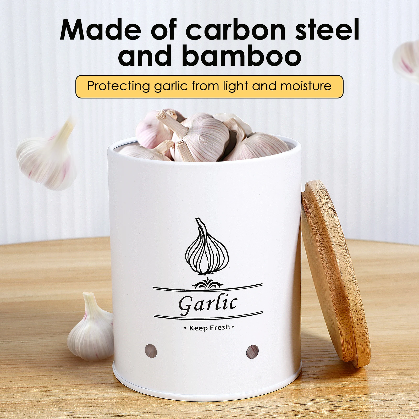 Garlic Keeper Storage Jar Vers - Food Storage Jars With Wooden Lids のレビューと価格