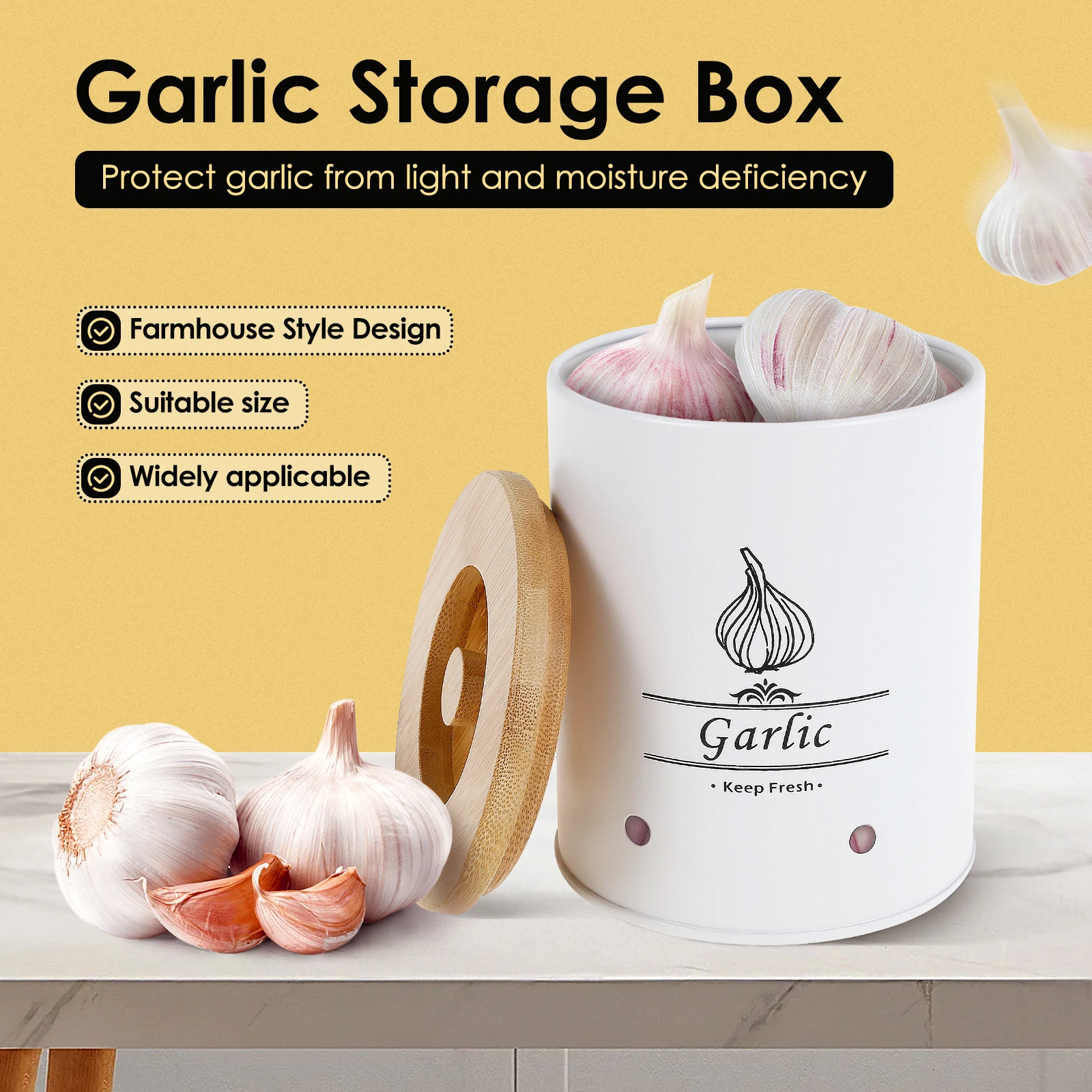 Garlic Keeper Storage Jar Vers - Food Storage Jars With Wooden Lids のレビューと価格
