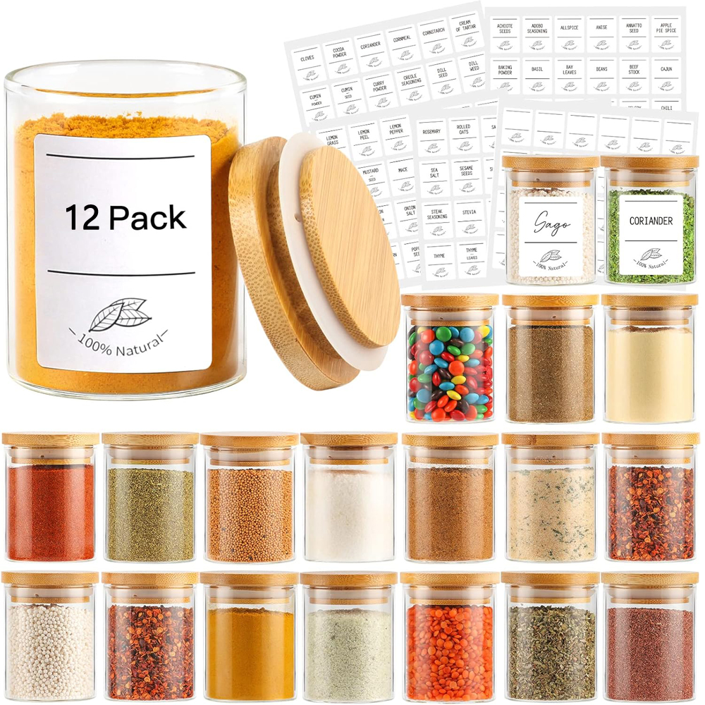 4oz Glass Spice Jars with Bamb - Food Storage Jars With Wooden Lids のレビューと価格