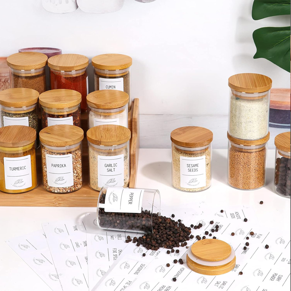 4oz Glass Spice Jars with Bamb - Food Storage Jars With Wooden Lids のレビューと価格