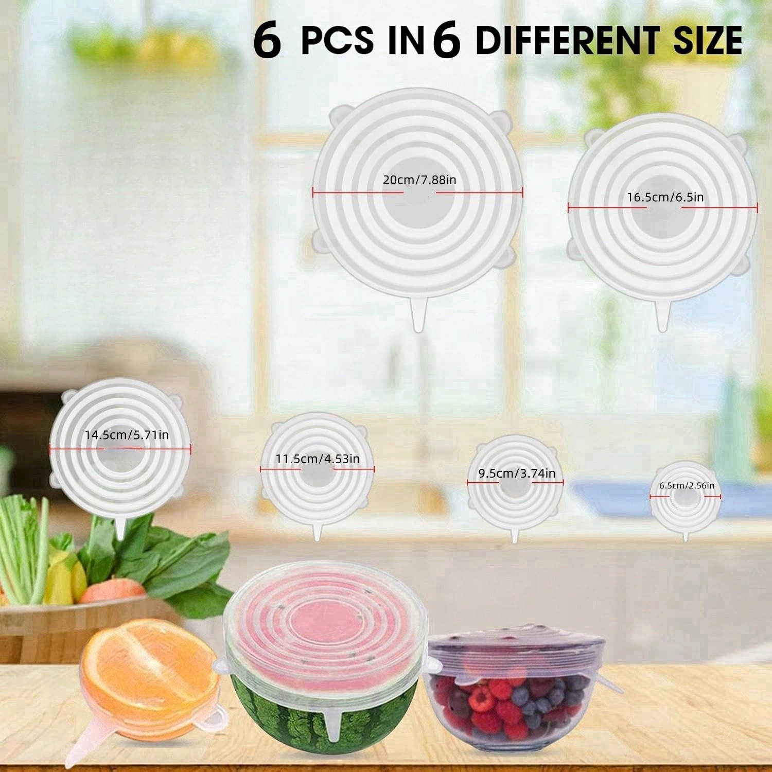 6pcs/Set Silicone Elastic Lids - Food Storage Bowls のレビューと価格