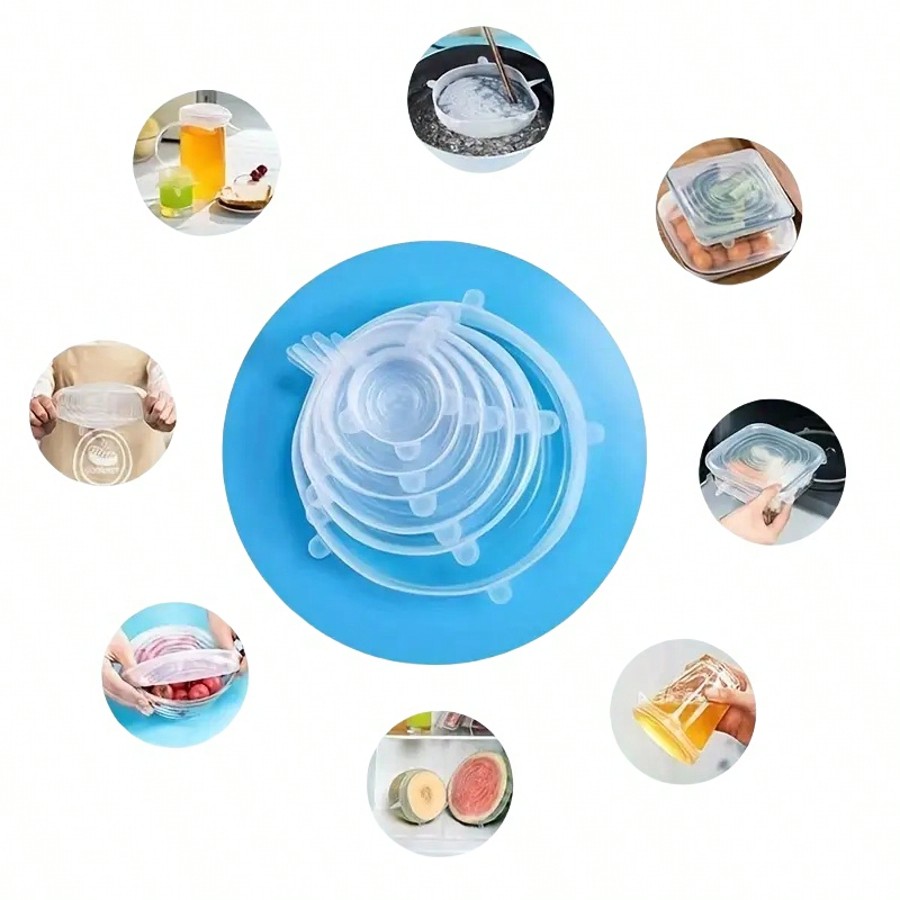 6pcs/Set Silicone Elastic Lids - Food Storage Bowls のレビューと価格