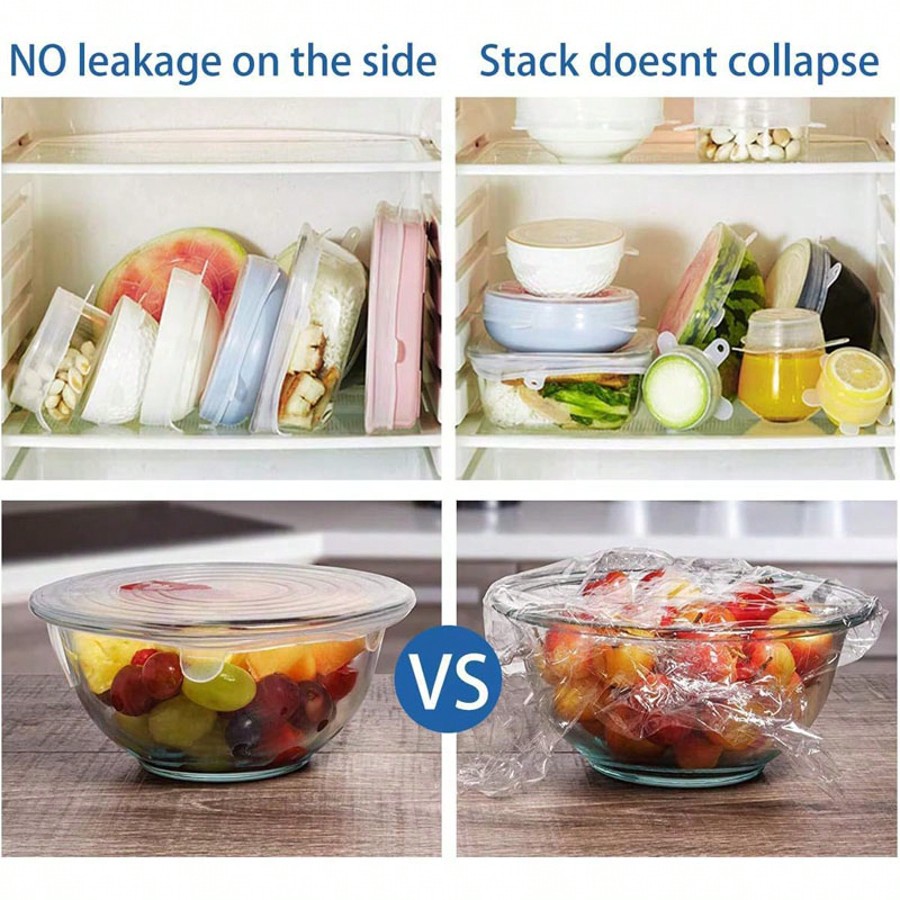 6pcs/Set Silicone Elastic Lids - Food Storage Bowls のレビューと価格