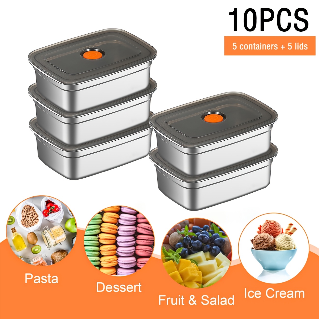 10-Piece Stainless Steel Food  - Food Storage Freezer Containers のレビューと価格