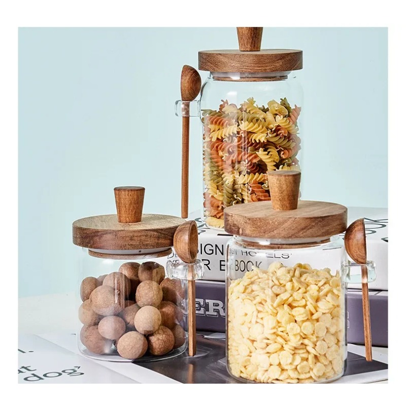 Food Storage Containers Grains - Food Storage Jars With Wooden Lids のレビューと価格