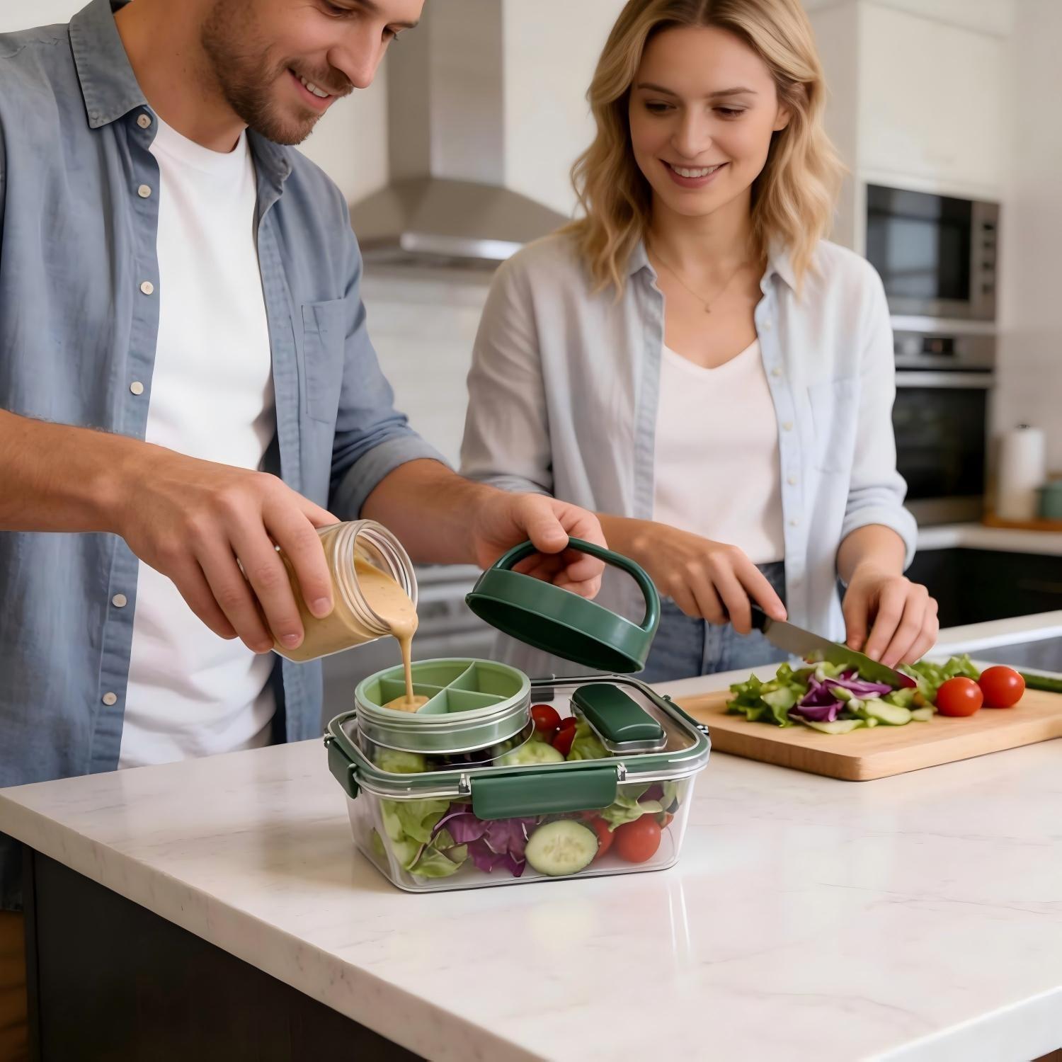 Portable Salad Bowl with Side  - Food Storage Lunch Box のレビューと価格