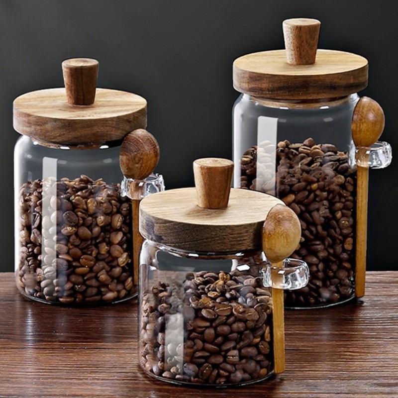 ABJI-Glass Jar With Wooden Lid - Food Storage Jars With Wooden Lids のレビューと価格