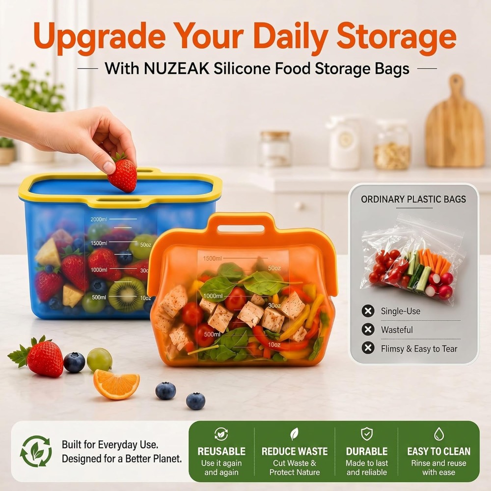Reusable Silicone Food Storage - Food Storage Bag のレビューと価格