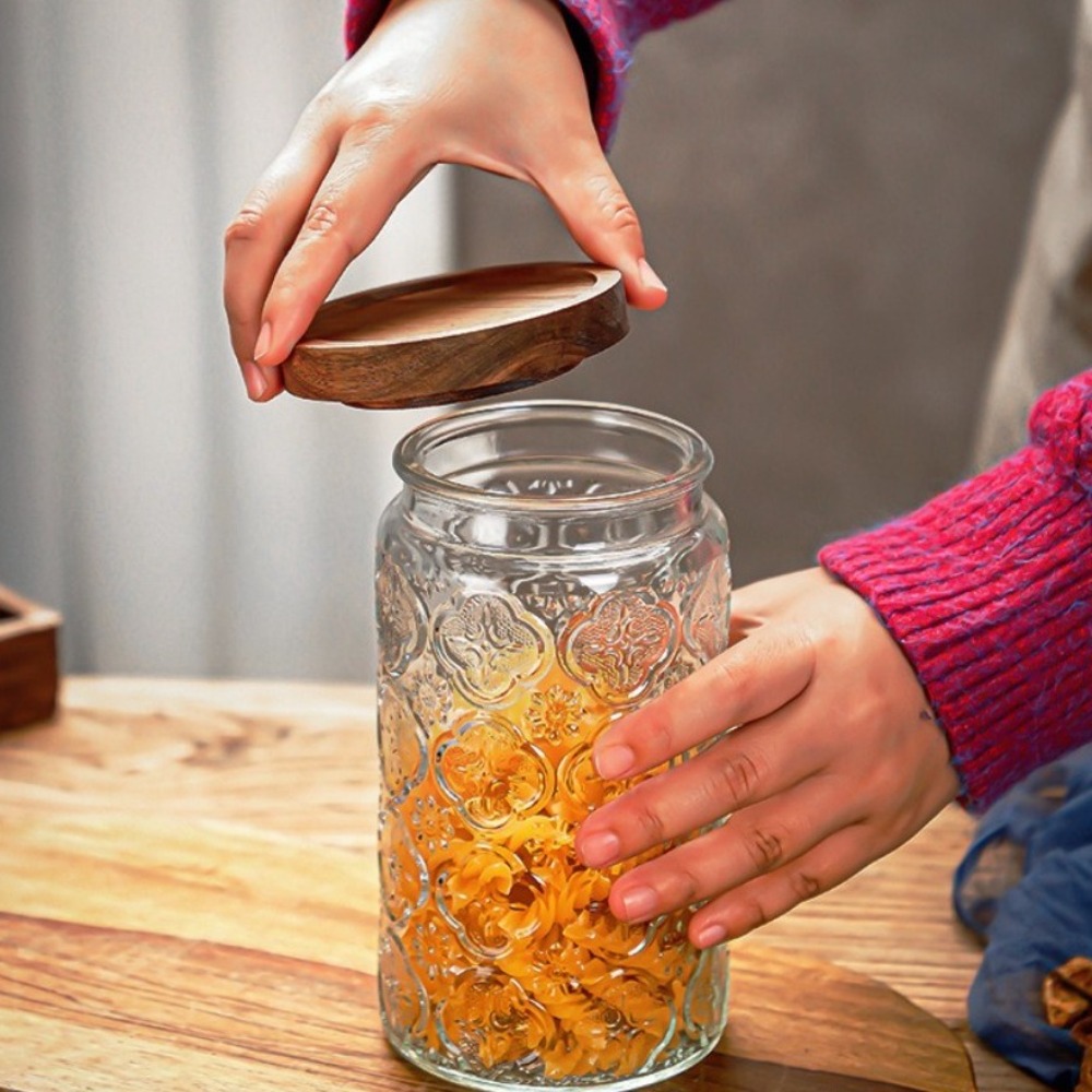 1000ML Storage Bottles Jars Em - Food Storage Jars With Wooden Lids のレビューと価格