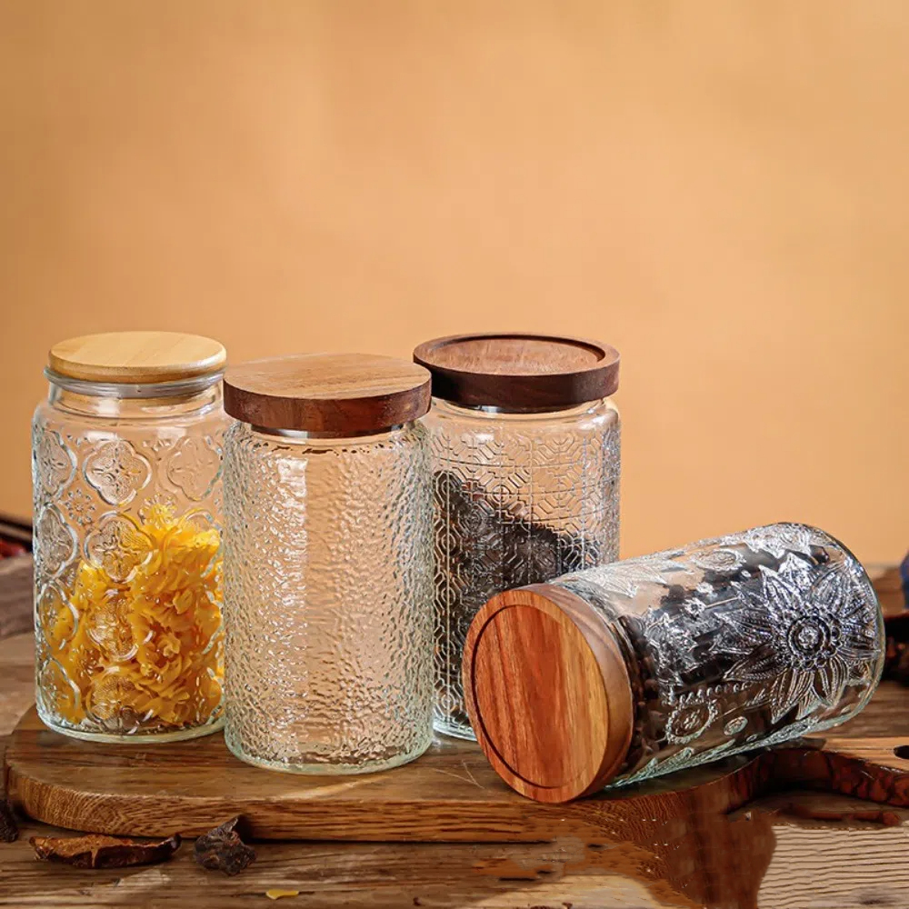 1000ML Storage Bottles Jars Em - Food Storage Jars With Wooden Lids のレビューと価格