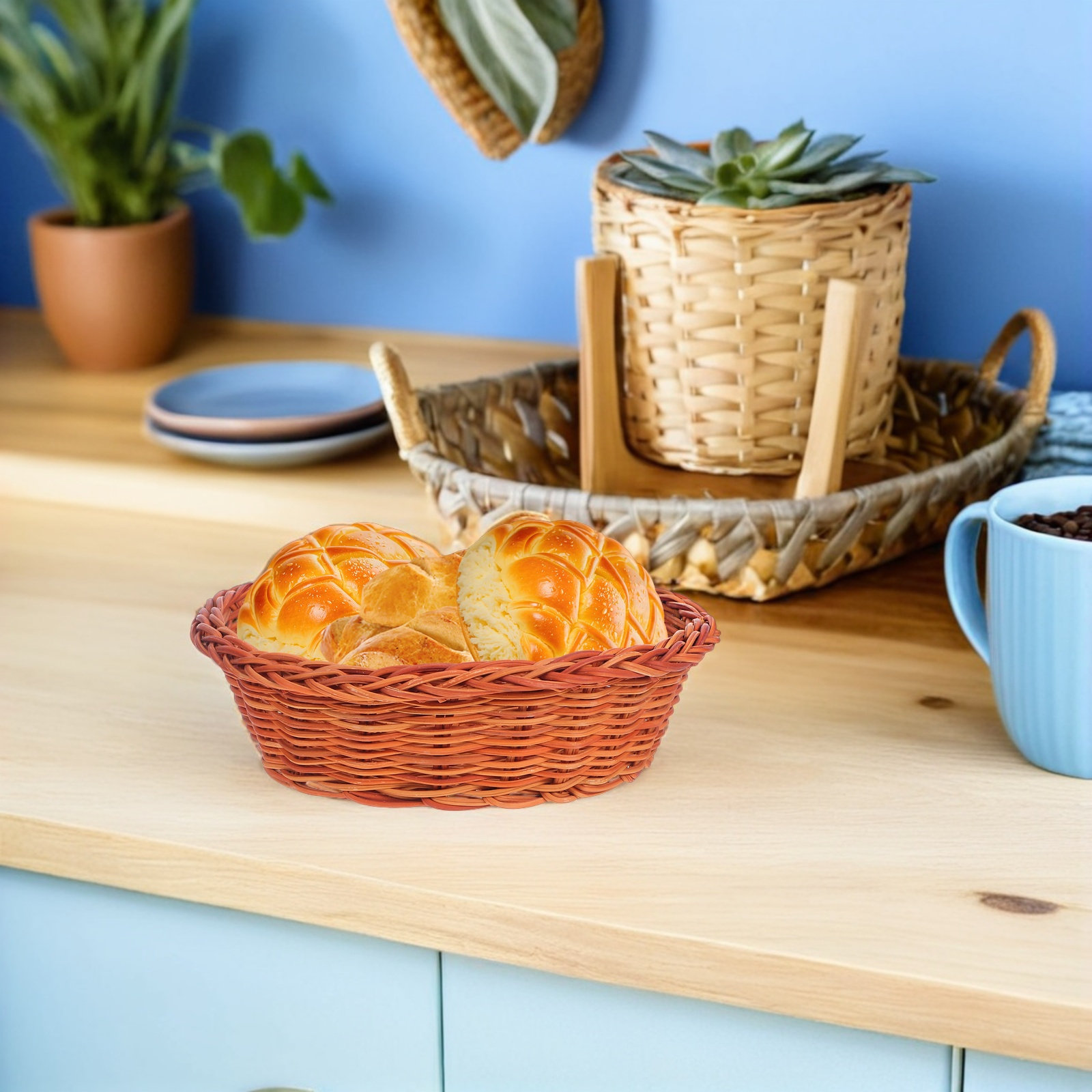 10Pcs Rattan Bread Basket Smal - Food Storage Small のレビューと価格