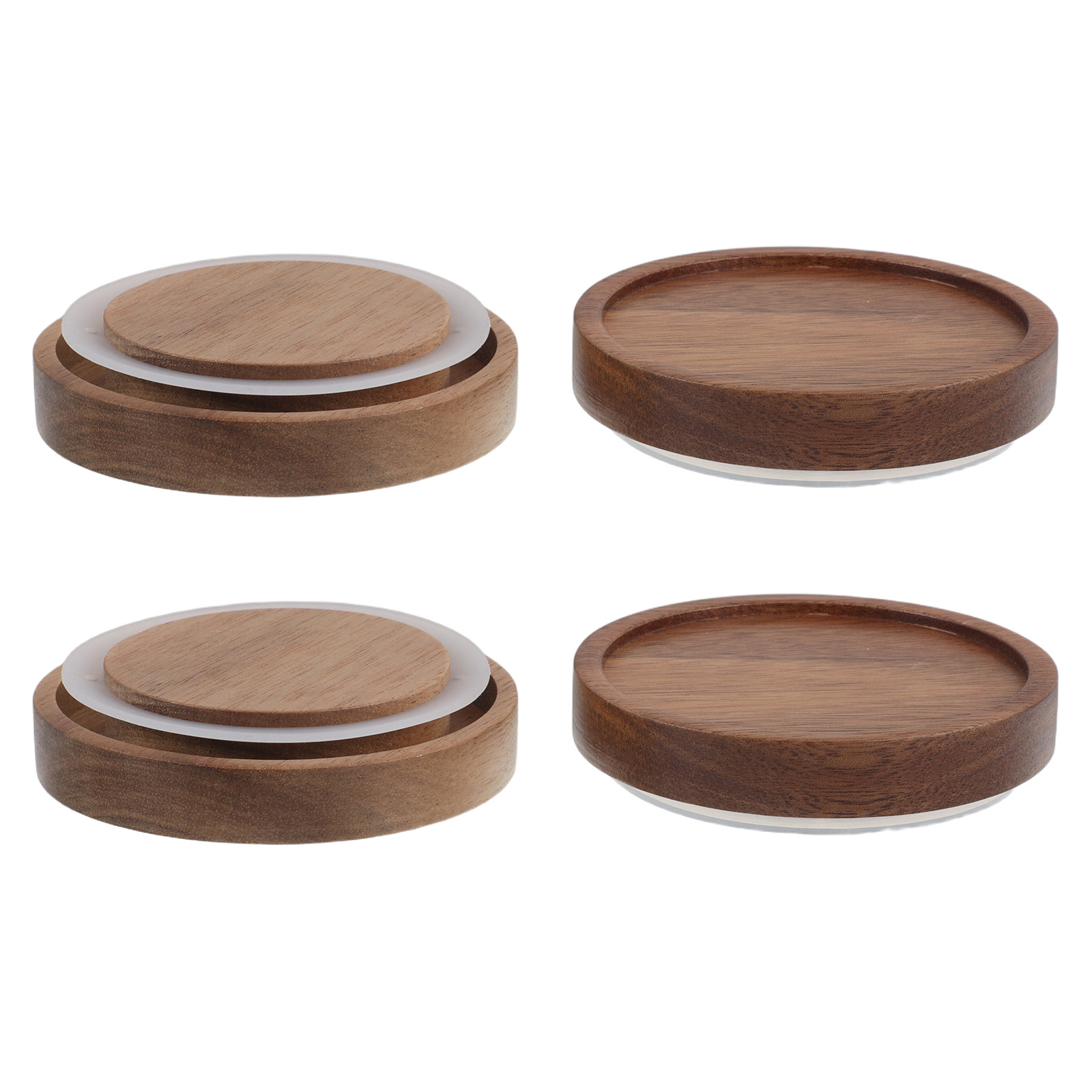 4Pcs Natural Acacia Wooden Jar - Food Storage Jars With Wooden Lids のレビューと価格