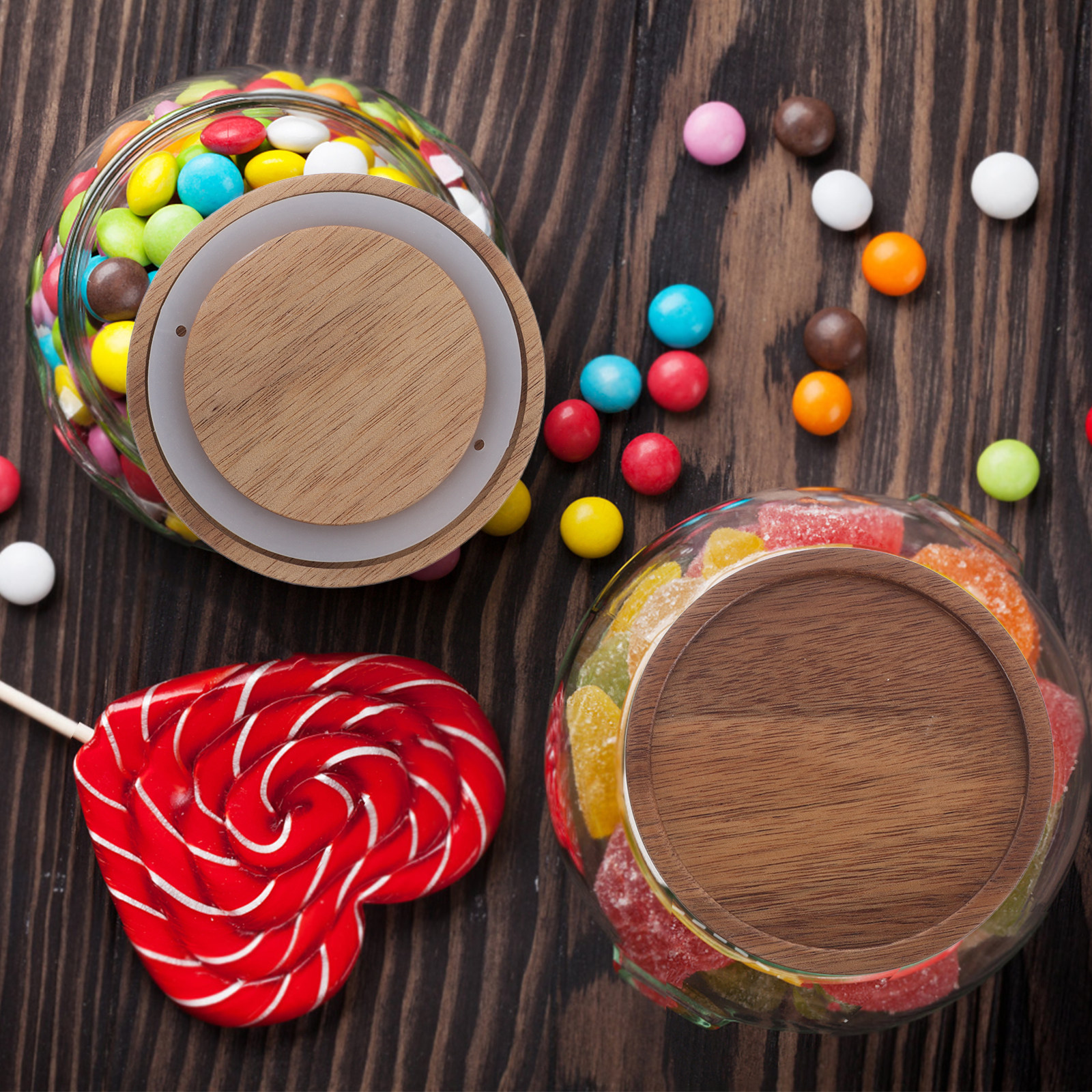 4Pcs Natural Acacia Wooden Jar - Food Storage Jars With Wooden Lids のレビューと価格