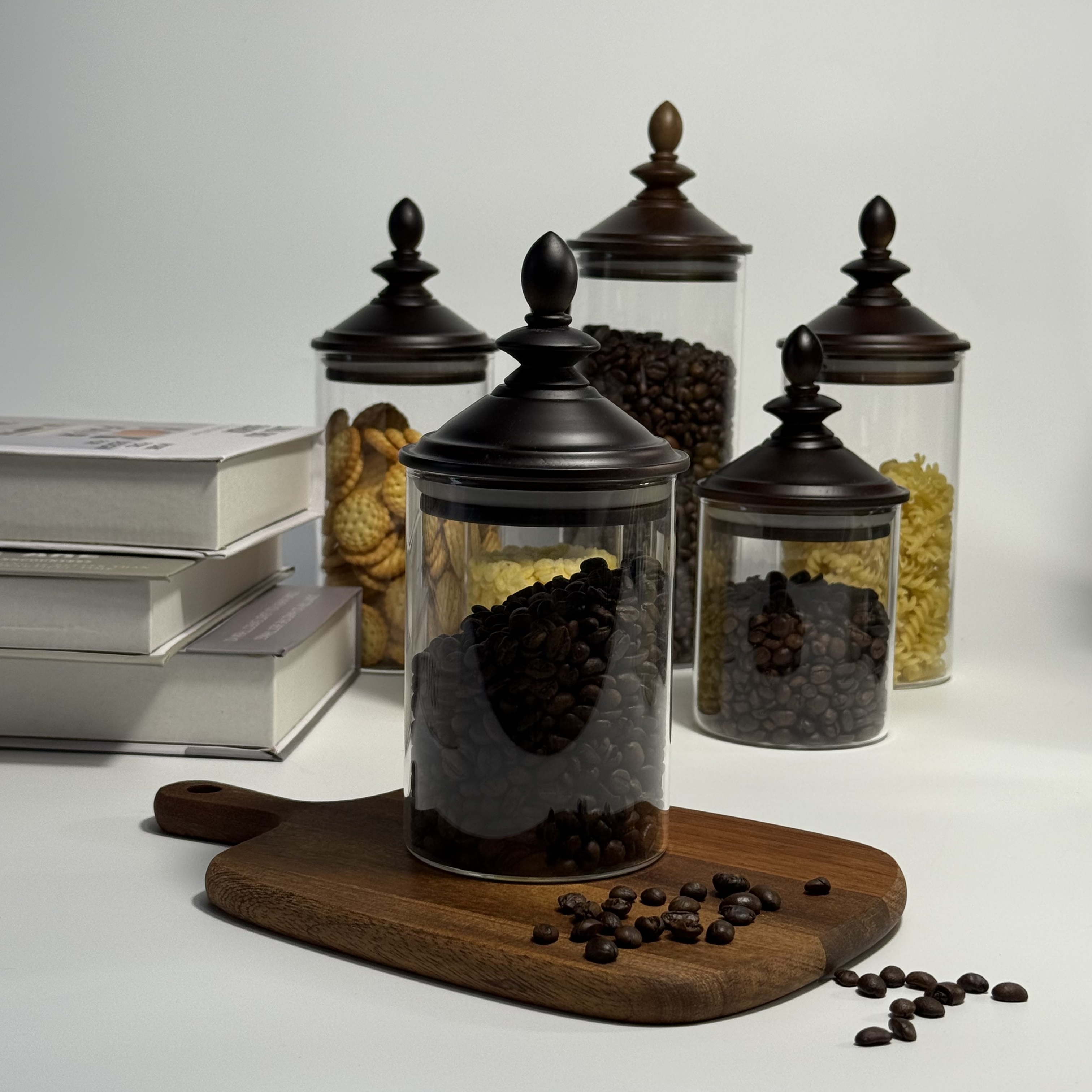 1Pcs - Vintage-Style Glass Sea - Food Storage Jars With Wooden Lids のレビューと価格