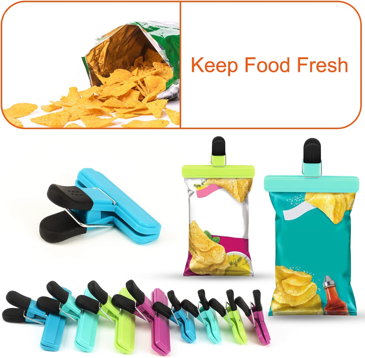 Chip Clips, 8 Pack Food Clips, - Food Storage Bag のレビューと価格
