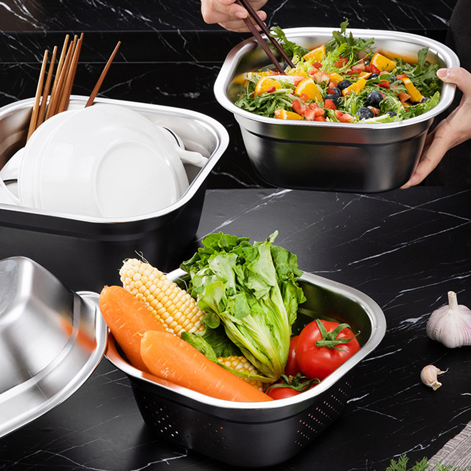 Stainless Steel Square Basin V - Food Storage Bowls のレビューと価格