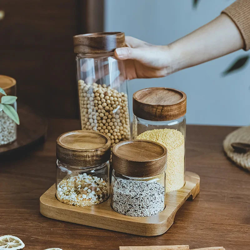 Wood Lid Orgnizer Glass Airtig - Food Storage Jars With Wooden Lids のレビューと価格