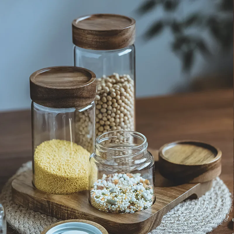 Wood Lid Orgnizer Glass Airtig - Food Storage Jars With Wooden Lids のレビューと価格