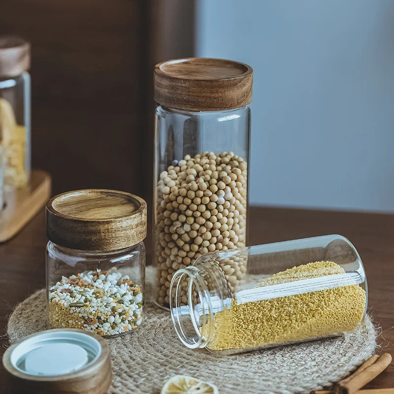 Wood Lid Orgnizer Glass Airtig - Food Storage Jars With Wooden Lids のレビューと価格