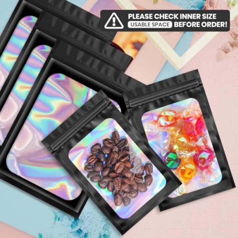 00 pcs Black Mylar Holographic - Food Storage Bag のレビューと価格
