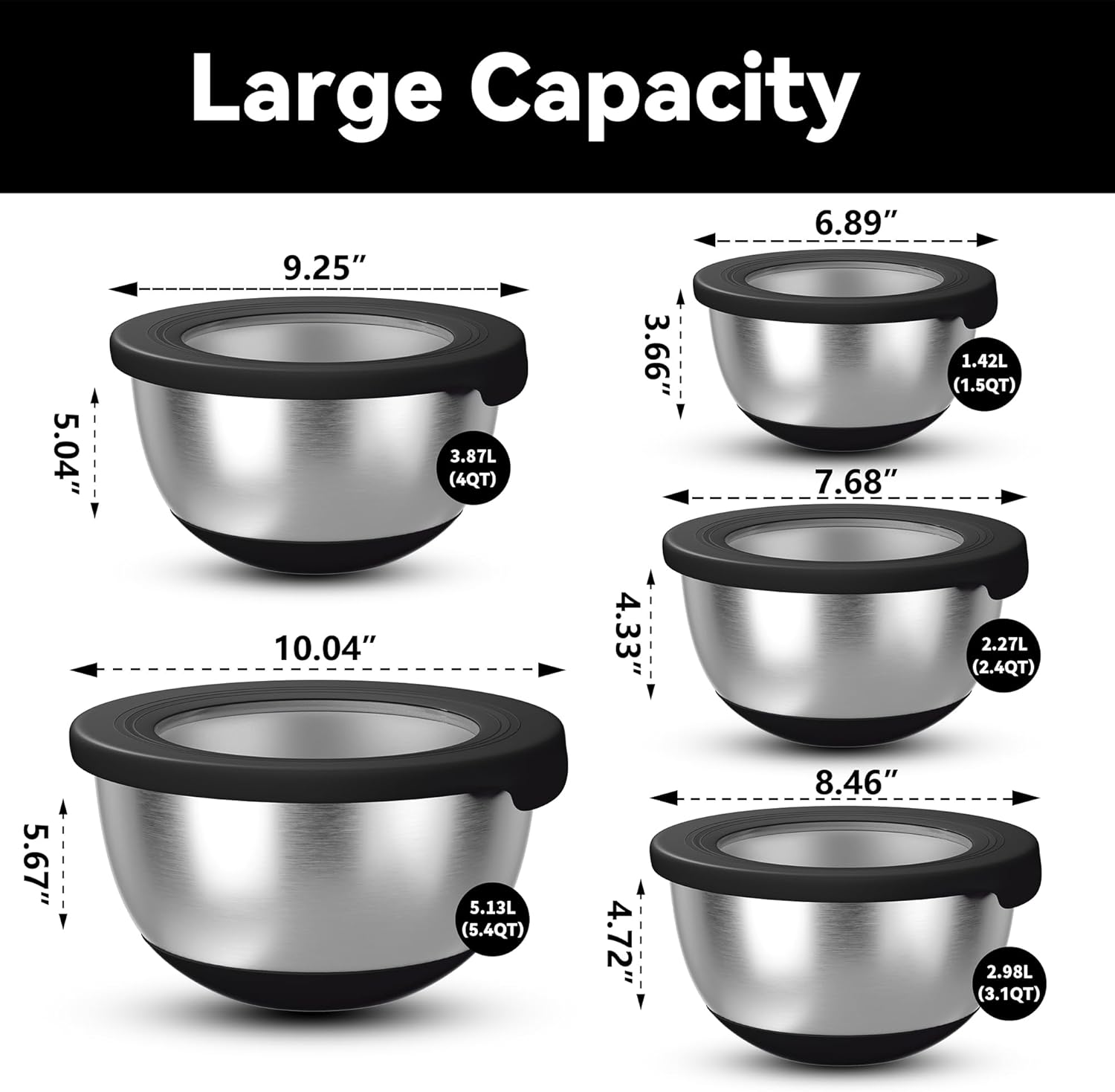 Stainless Steel Mixing Bowls w - Food Storage Bowls のレビューと価格