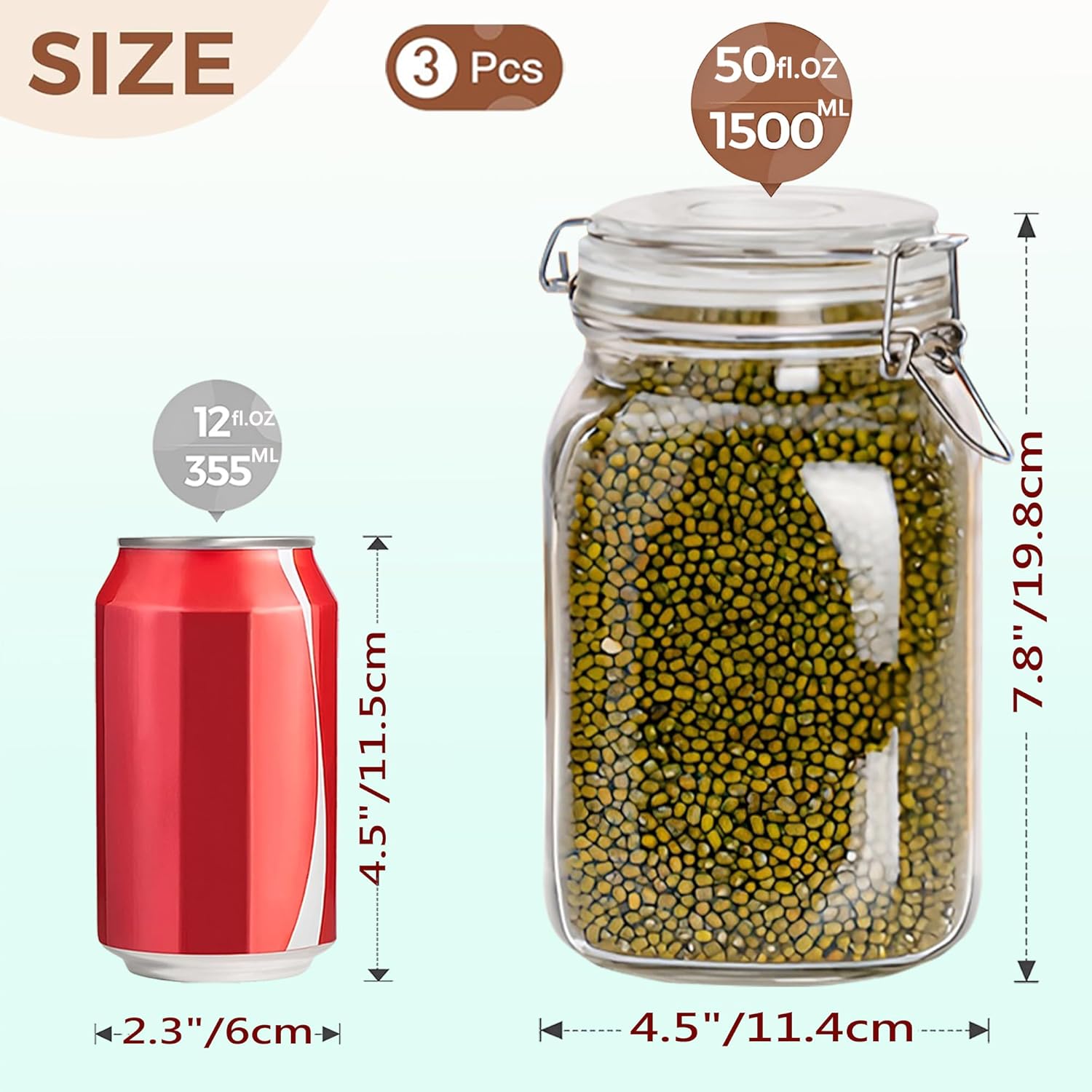 Clear Food Storage Jars 50oz S - Food Storage Kitchen のレビューと価格
