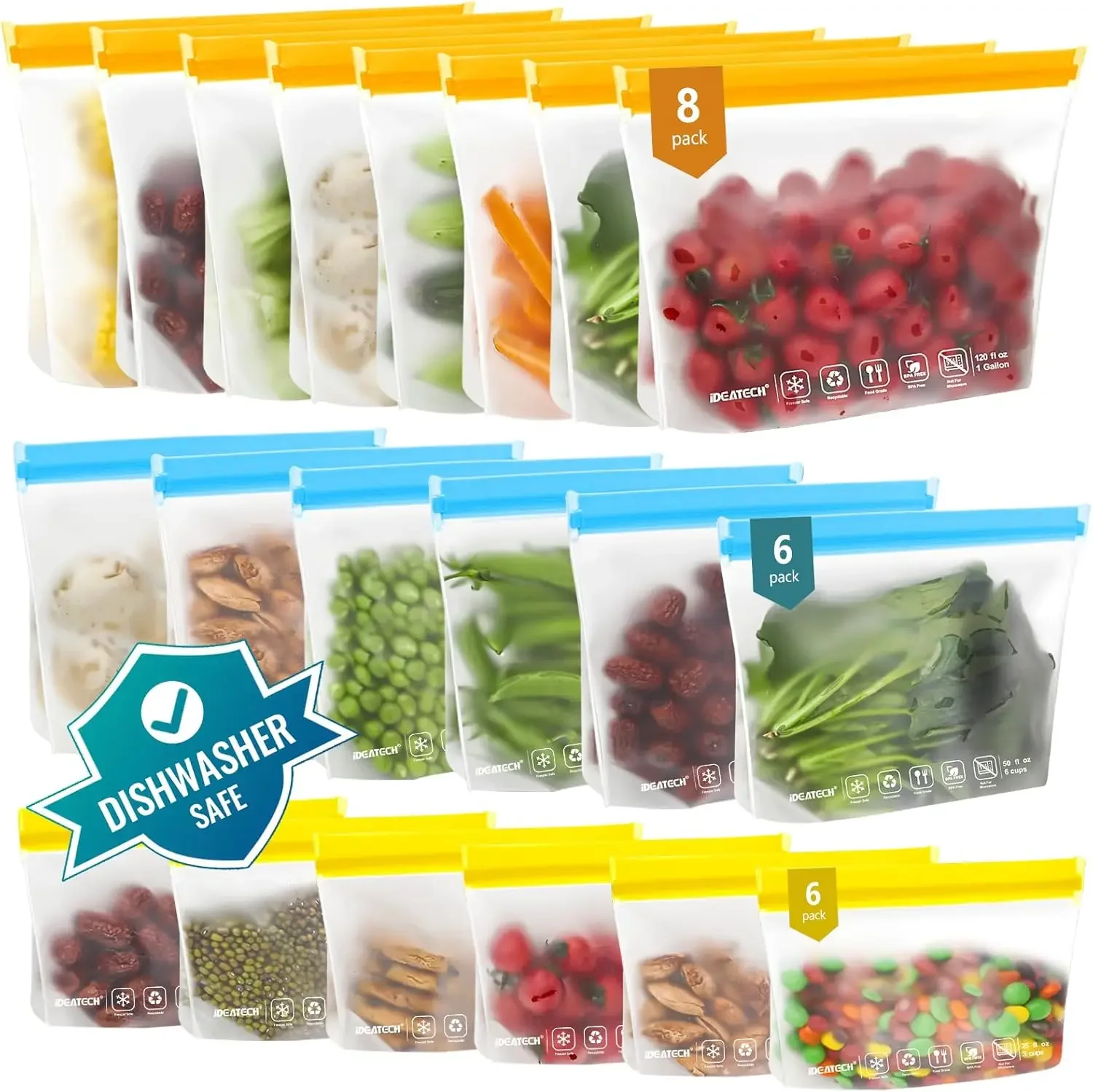 20Pack Reusable Bags Dishwashe - Food Storage Bag のレビューと価格