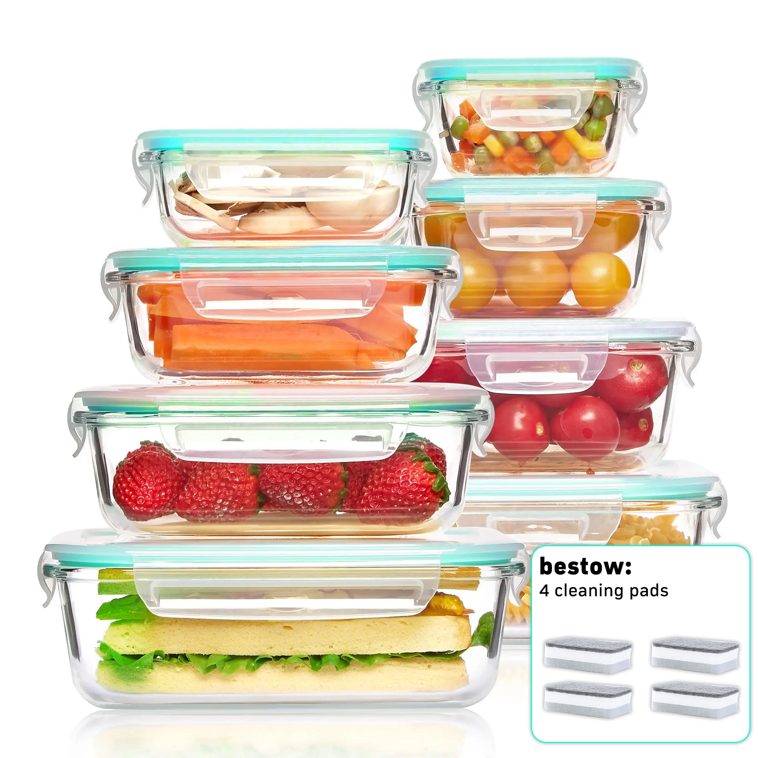 8-Pack Airtight Glass Food Sto - Food Storage Freezer Containers のレビューと価格