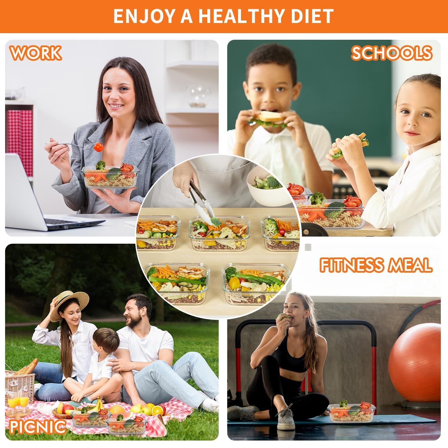 8-Pack Airtight Glass Food Sto - Food Storage Freezer Containers のレビューと価格