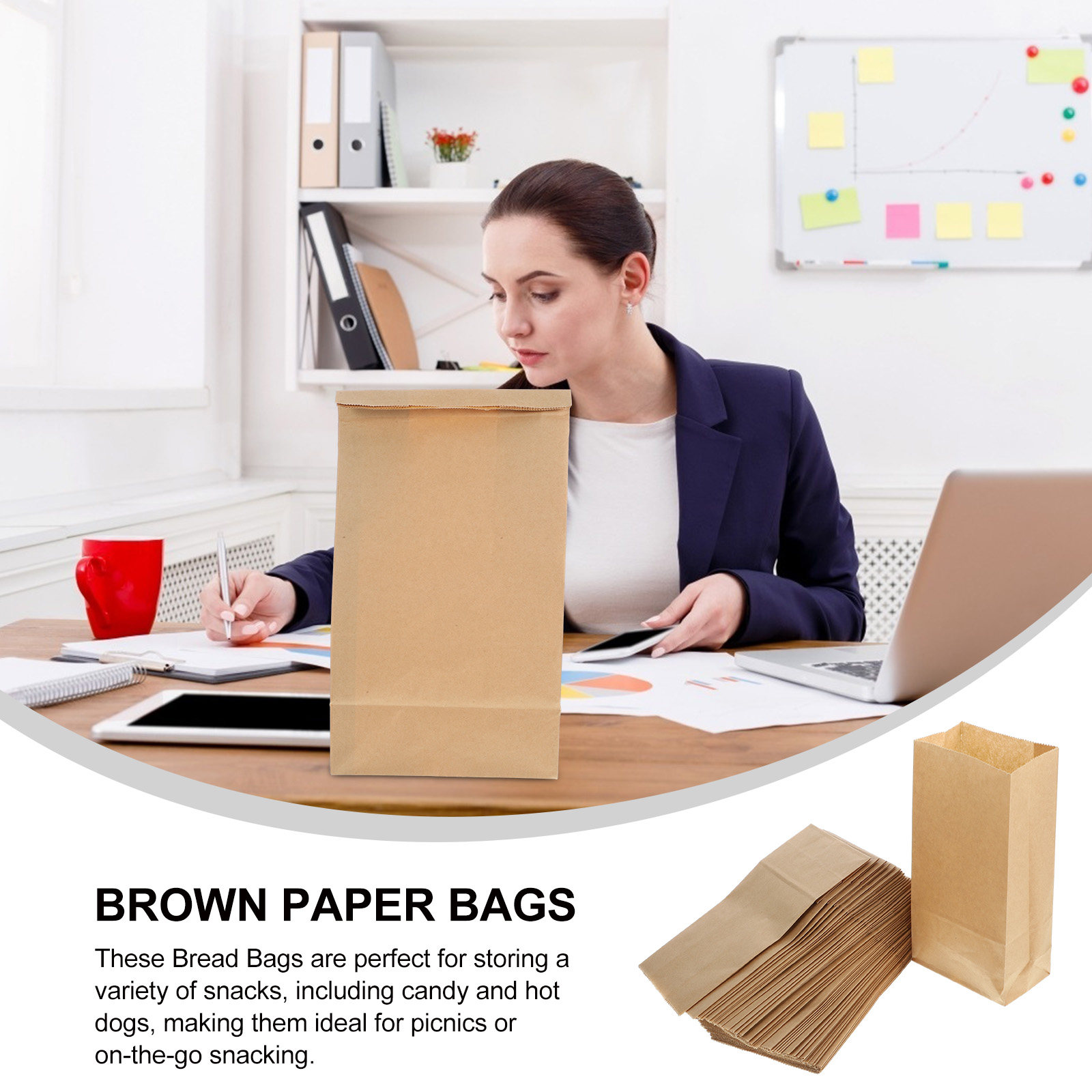 50Pcs Brown Paper Bakery Bags  - Food Storage Bag のレビューと価格