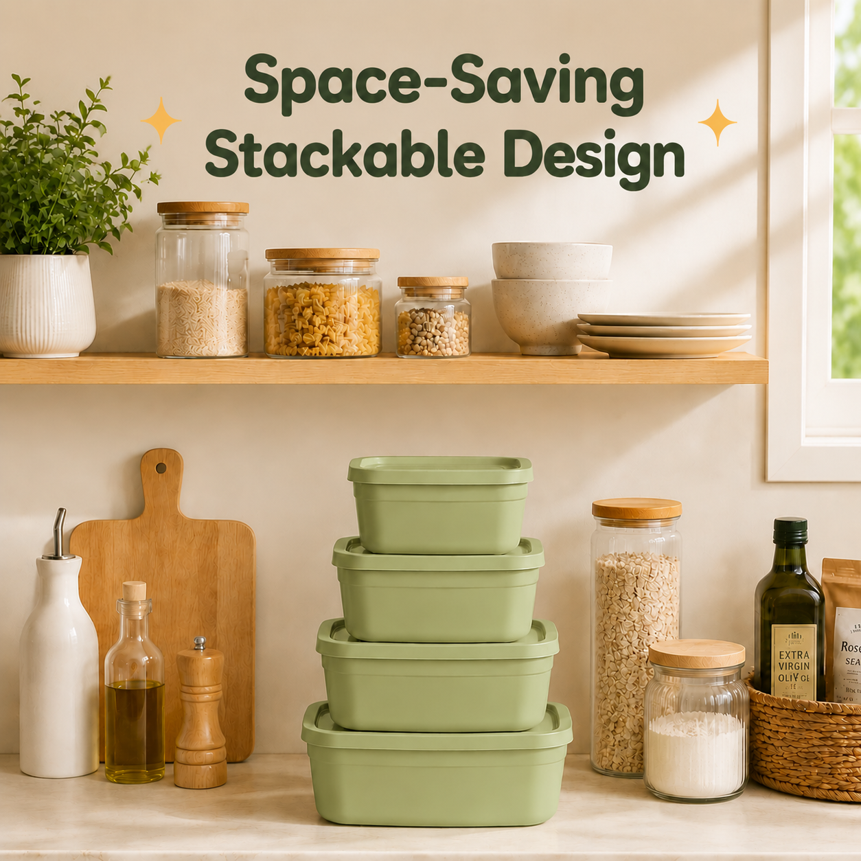 4Pcs Stackable Food Storage Co - Food Storage Lunch Box のレビューと価格