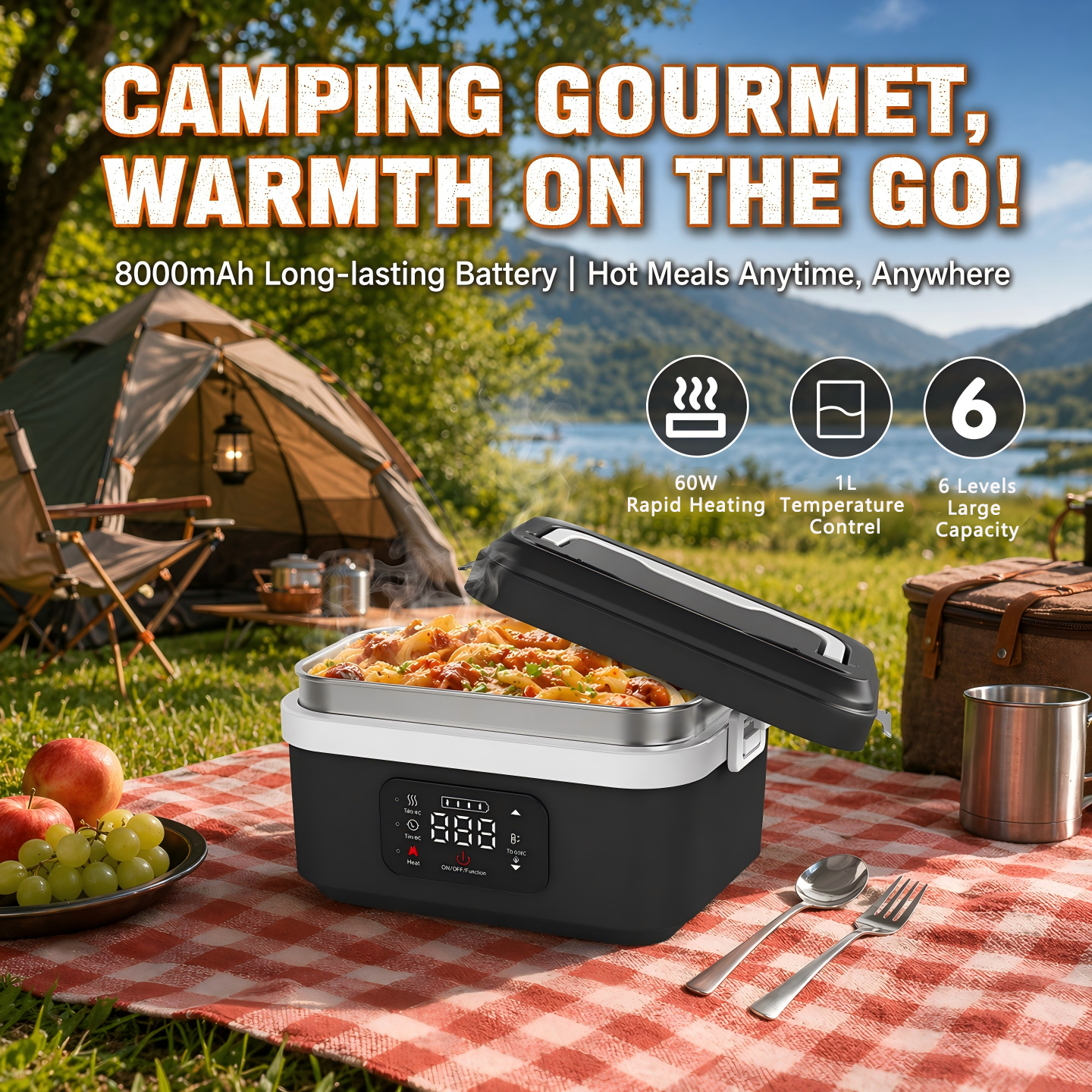 Wireless Heated Lunch Box, 60W - Portable Food Warmer のレビューと価格