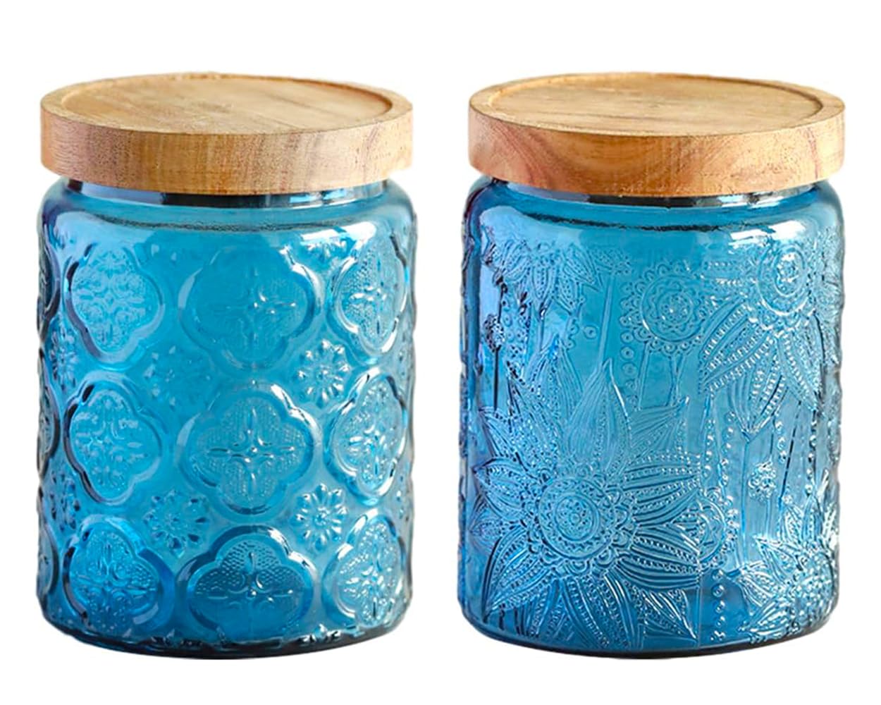 Vintage Glass Kitchen Storage  - Food Storage Jars With Wooden Lids のレビューと価格