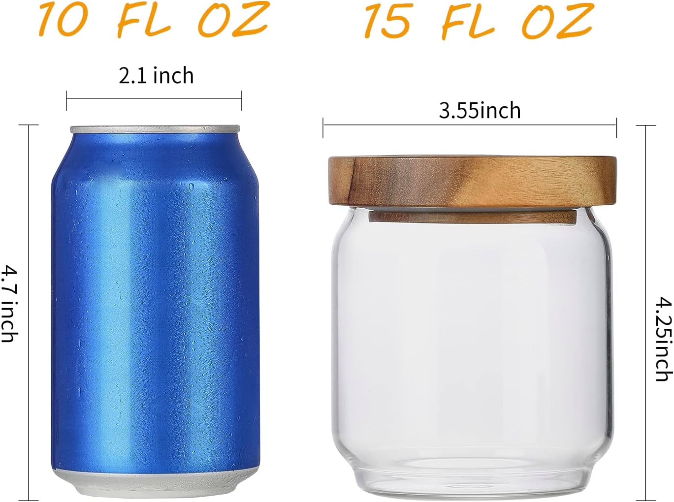 4 Pack 15oz Clear Glass Jars w - Food Storage Jars With Wooden Lids のレビューと価格